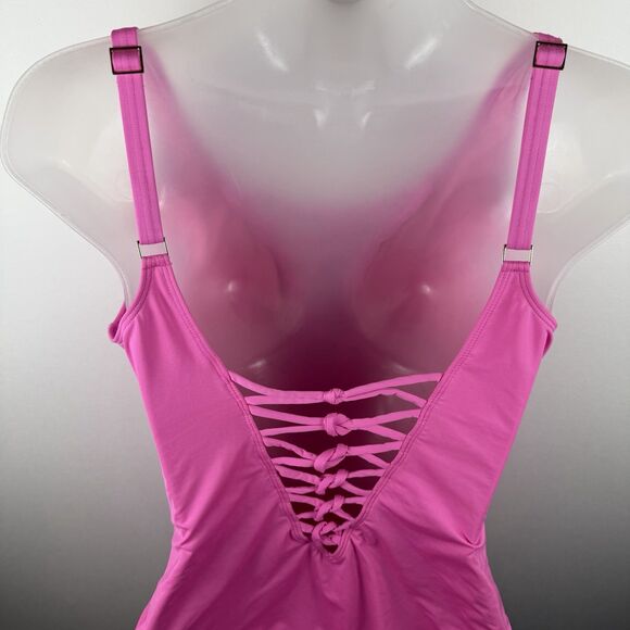Lilly Pulitzer Swimsuit Women's Size 12 Plumeria Hot Pink Isle Lattice One Piece - Picture 5 of 7
